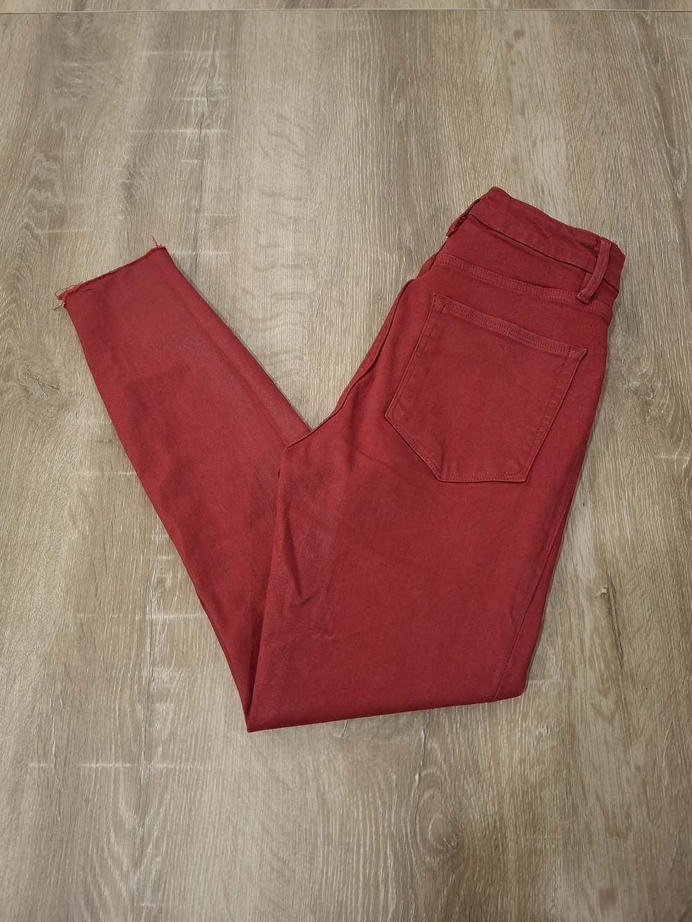 Good American Good Waist Crop Coated Jeans Women's 6/28 Ruby Red *400*